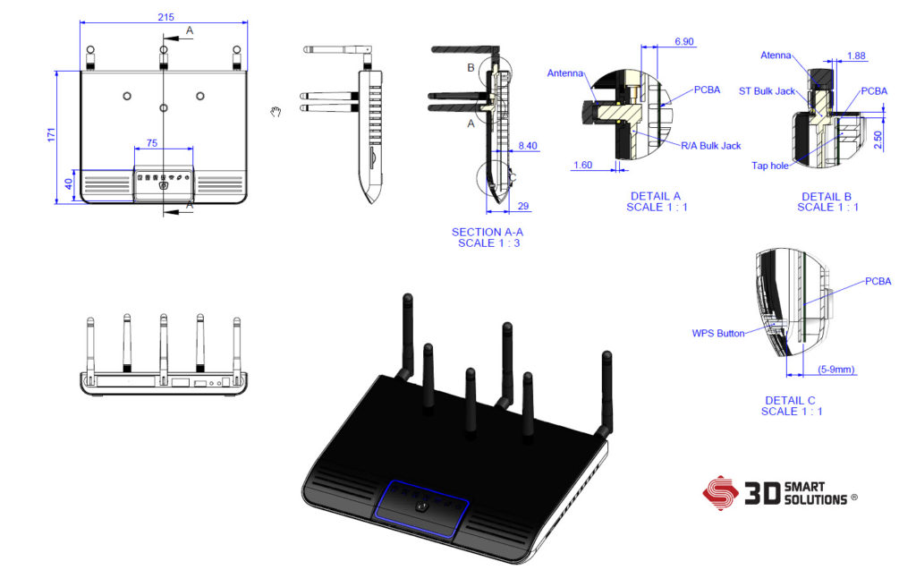 Thiết kế kiểu dáng Router Wireless - 3D Smart Solutions