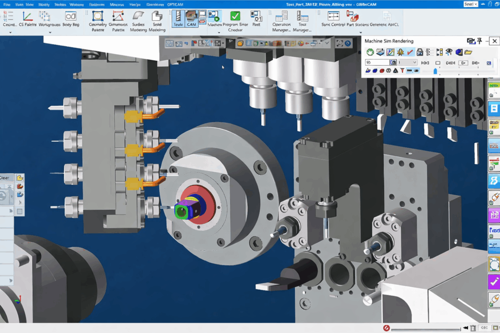 Hình 1: Gibbscam hỗ trợ lập trình máy nhiều Turret và Spindle