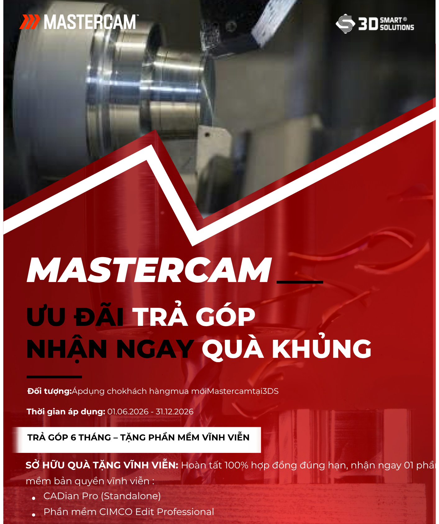 Mastercam: Ưu đãi trả góp nhận ngay quà khủng