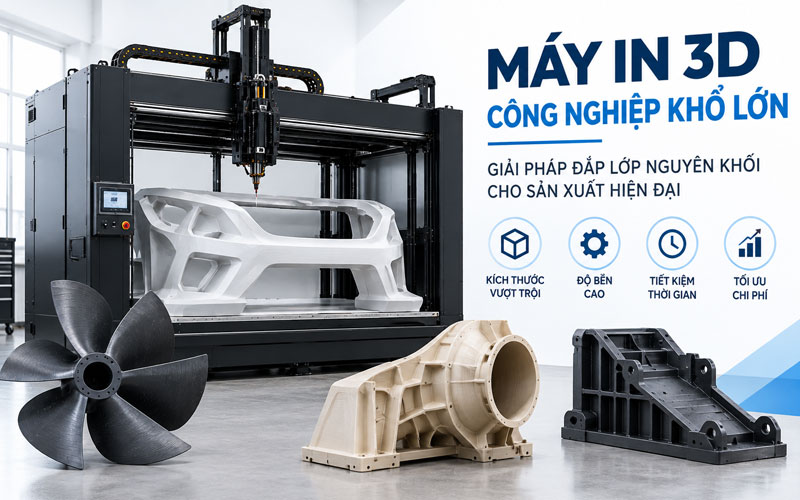 Máy in 3D công nghiệp khổ lớn: Giải pháp đắp lớp nguyên khối
